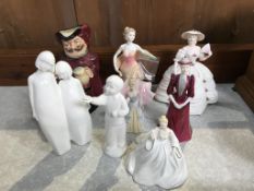 A collection of various Royal Doulton and Coalport figures