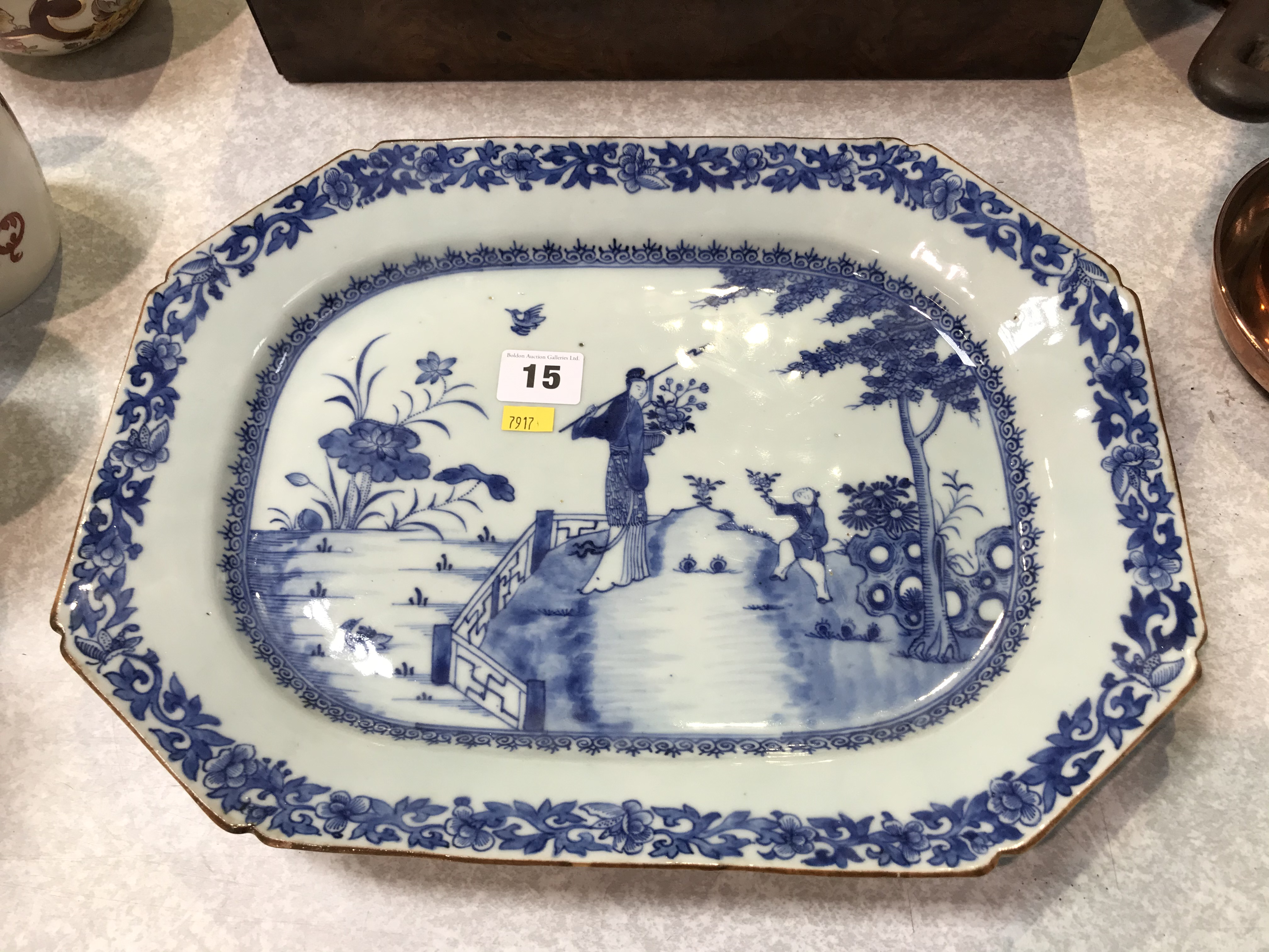 A Chinese blue and white oblong dish, 35cm wide - Image 3 of 11