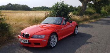 A BMW Z3 Roadster, 1.9i, mileage 35,867, MOT to 28/03/23, KAZ 7858, first registered 23 July 2002