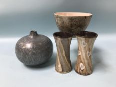 Four various pieces of Studio pottery