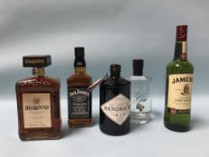 Five bottles of spirits