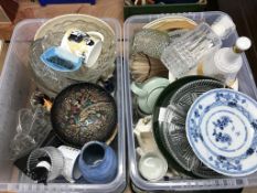 Two boxes of glass and china