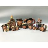 A Royal Doulton figure 'The Cobbler', 'A Stitch in Time', and nine character jugs