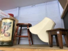Two stools, a lampshade etc.