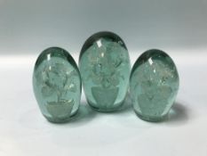 Three Victorian floral glass dumps