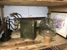 Petrol can, bell jar etc.