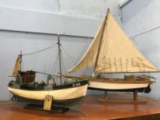 Two model sailing vessels