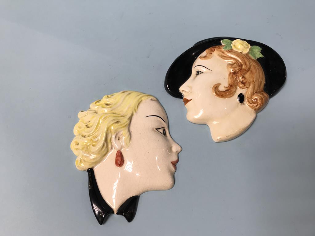 Two Moorland pottery wall masks