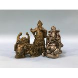 Six various Oriental metalwork figures