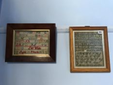 An alphabet sampler, dated 1878 and another (2)