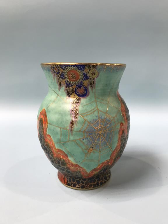 A Crown Devon 'Matta Sung' vase, printed mark numbered M72, 15cm height