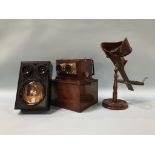 A mahogany Smiths Beck and Beck stereoscope, and two other stereoscopes
