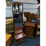 A Stag cheval mirror and small chest of drawers