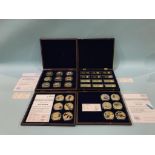 Six plated sets of coins and medallions