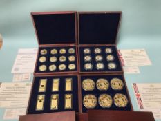 Seven various sets of coins and medallions, in cases, with certificates