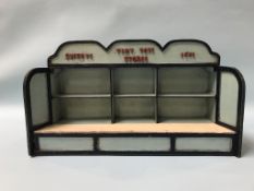 A painted wooden 'Tiny Tots Stores', 51cm wide