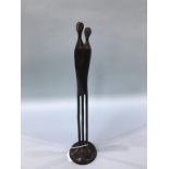 A modern abstract bronze of two figures, 42cm height