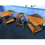 Two occasional tables and a stool