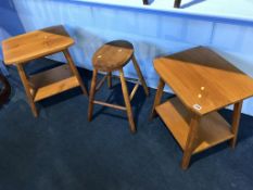 Two occasional tables and a stool