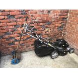 A petrol lawnmower