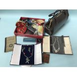 A box of costume jewellery etc.