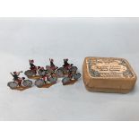 A set of six metal French Infantry men riding bikes, by Heinrichsen of Germany