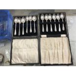 Two cased sets of six silver teaspoons, weight 5.2oz