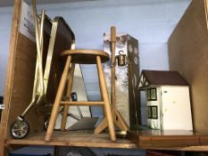 A dolls house, stool etc.