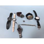 Six modern gentleman's wristwatches