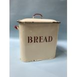 A cream and red enamelled 'Bread' bin