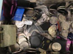A collection of coins etc