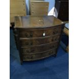 A mahogany bow front chest of drawers