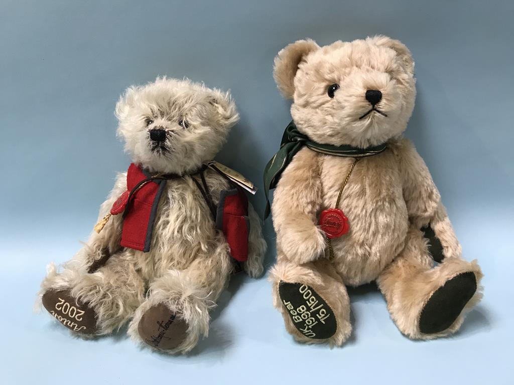 A Hermann Teddy Original 'Anton' Teddy Bear, 2002, cream on brown mohair, signed on the foot, with