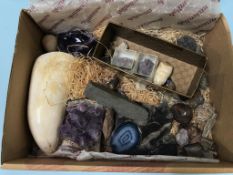 Various semi precious stones, and a whales tooth (tooth - 18cm length)