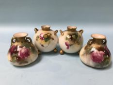 Two pairs of Royal Worcester vases, no's 155 and 415