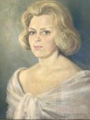 An oil on canvas, portrait, signed, Grave M. Holland, 1964, 55 X 65cm