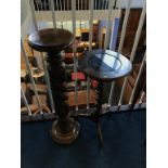 A barley twist pedestal and an occasional table