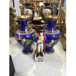 A pair of modern Cloisonne vases, 31cm height, and a Continental figure of Napoleon, 25cm height