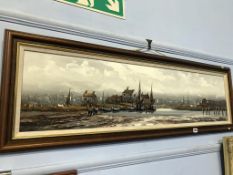 Oil on board, Estuary scene, 132 x 41cm