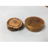 An Antler snuff box and one other