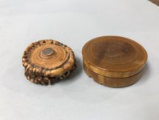 An Antler snuff box and one other