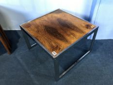A chrome and rosewood Pieff occasional table, 55cm wide
