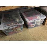 Two boxes of Christmas decorations