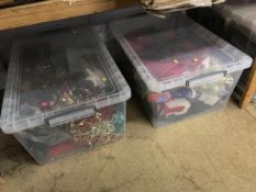Two boxes of Christmas decorations