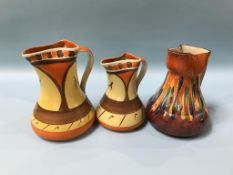 Three 1930's Myott graduating water jugs