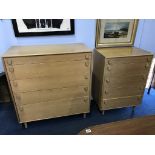 Two light oak Meredew chest of drawers, 98cm x 68cm wide