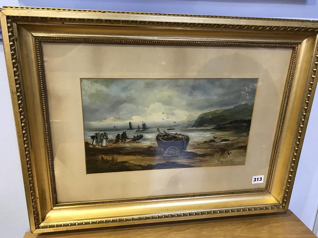 Pair, gilt framed oil, Seascapes, signed D. R. Aitken - Image 2 of 3