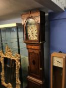 An oak long case clock by Robson Ord of Conside, painted dial 8 day movement, strike action and
