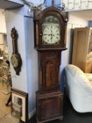 A 19th century mahogany long case clock, with painted dial, 8 day movement and two subsidiary dials