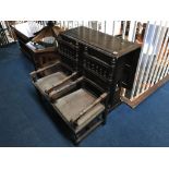 A near pair of child's oak chairs and an oak table